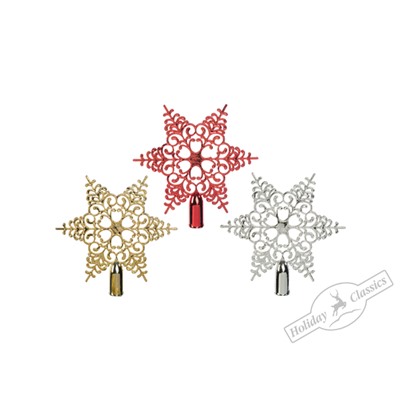 Верхушка "Звезда" узорная, асс. из 3-х: красная, золотая, серебряная, 20 см