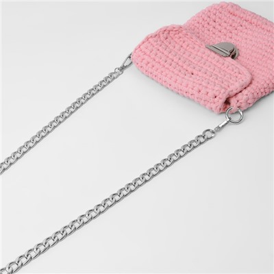 Цепочка для сумки, с карабинами, металлическая, плоская, 18×13 мм, 120 см, цвет серебряный