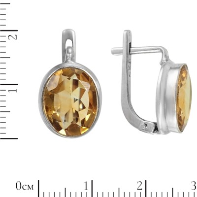 Серьги 'Коломбина' с цитрином, родий ИВСК31110Х12ЦТ0R1