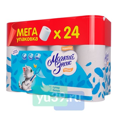 Туалетная бумага Мягкий знак Comfort, 24 рул., 2 сл., белая