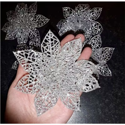 Цветок декоративный, серебро (15 см)