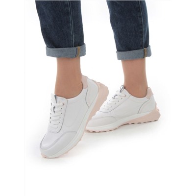 05-HY23-2D WHITE/PINK Кроссовки женские (натуральная кожа)