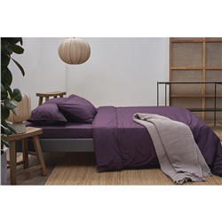 Комплект постельного белья из стираного перкаля сливового цвета из коллекции Essential, 150х200 см