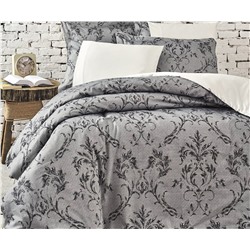 2 сп. Евро Комплект Постельного Белья Cotton Saten Safir Gri Çift - EcoCotton