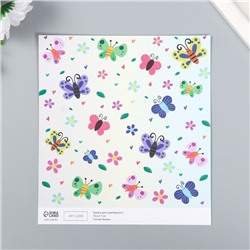 Бумага для скрапбукинга двусторонняя «Бабочки и пончики», плотность 180 г, 15.5×17 см
