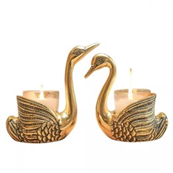 Набор подсвечников Лебедь (2 шт), Aluminium Pair of Swans Candle Holder Set of 2, произв. Behoma