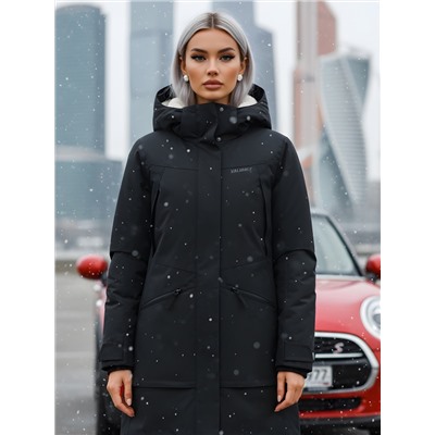 Парка зимняя женская с капюшоном черного цвета 9538-1Ch