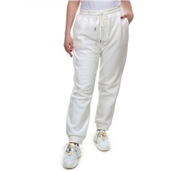M035 WHITE Брюки спортивные женские на флисе (100% хлопок) 7986