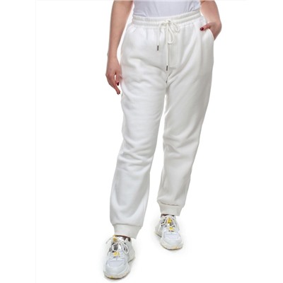 M035 WHITE Брюки спортивные женские на флисе (100% хлопок) 7986