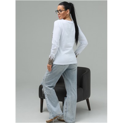 Лонгслив "Саваж" Белый Коричневый