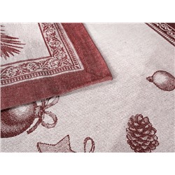 07с-21 ЯК Скатерть 150*220  "Новогодние игрушки" цв. бордо