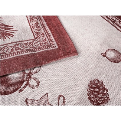 07с-21 ЯК Скатерть 150*220  "Новогодние игрушки" цв. бордо