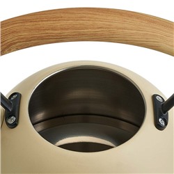Чайник 2,5 л из нержавеющей стали со свистком, индукционное дно WEBBER BE-0605 бежевый, ручка дерево