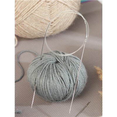Спицы круговые, для вязания, с пластиковой леской, d=2 мм, 14/80 см, с иглой