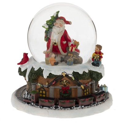 GAEM Фигурка декор в стекл шаре "Санта" (муз с ключ, движ), D 10 см, L15 W15 H15 см