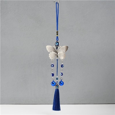 Подвеска от сглаза металл «Бабочка с колокольчиками и кисточкой», 7×30 см