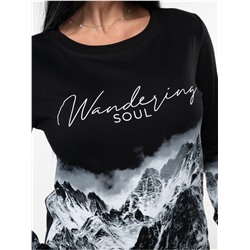 Лонгслив "Горы" женский черный