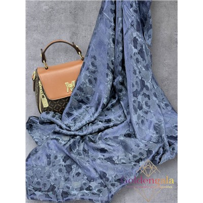 Платок однотонный из натурального шелка синий Арт В1051/02