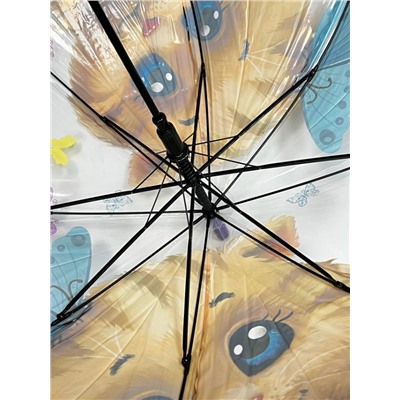 Зонт-трость детский прозрачный с рисунком полуавтомат Арт 2007/4