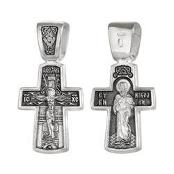 Крест (Свт.Николай) из серебра литье частичное чернение