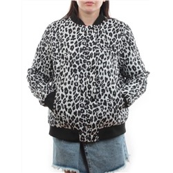 S24-139 WHITE/BLACK Куртка бомбер демисезонная женская (100 гр. синтепон)