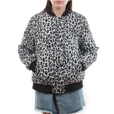 S24-139 WHITE/BLACK Куртка бомбер демисезонная женская (100 гр. синтепон)