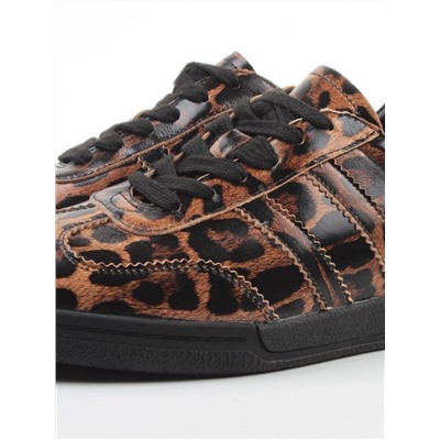 03-B6C-7PC BROWN/LEOPARD Кеды женские (натуральная кожа)