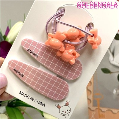 Детский набор аксессуаров для волос (2 резинки и 2 тик-так) тип 5