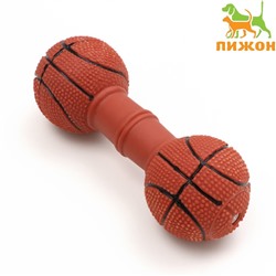Игрушка пищащая "Баскетбольная гантель", 15,5 х 6 см, тёмно-коричневая