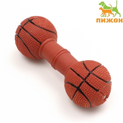 Игрушка пищащая "Баскетбольная гантель", 15,5 х 6 см, тёмно-коричневая