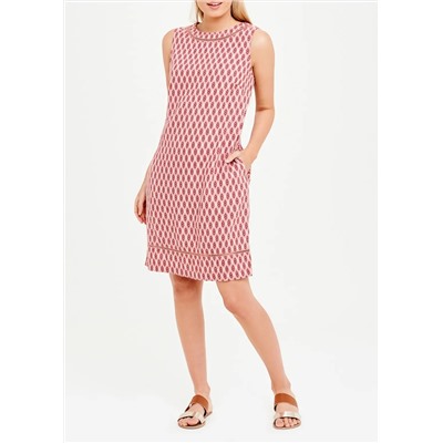 Sleeveless Printed Linen Shift Dress