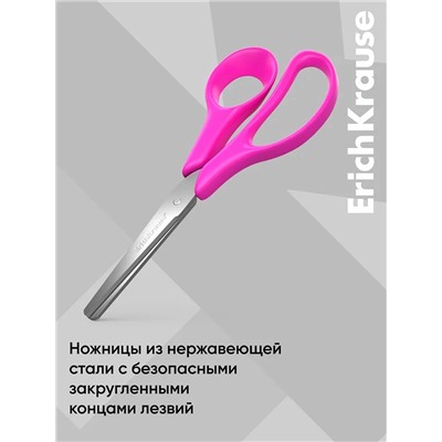 Ножницы детские для левшей 14 см, ErichKrause Joy Ergo, с закруглёнными концами лезвий и линейкой, МИКС