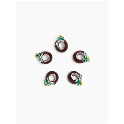 Шарм «Кокос», цветной в чернёном серебре