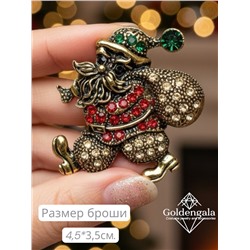 Брошь новогодняя "дед мороз" БР4 модель БРО/23 золото