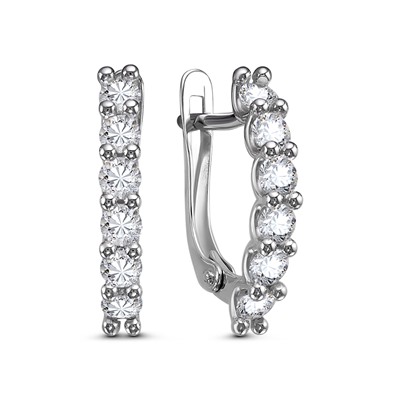 Серьги с фианитом родированные серебро 925*