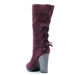 02-YF189-203M PURPLE Полусапоги зимние женские (натуральная замша, натуральный мех (еврозима))