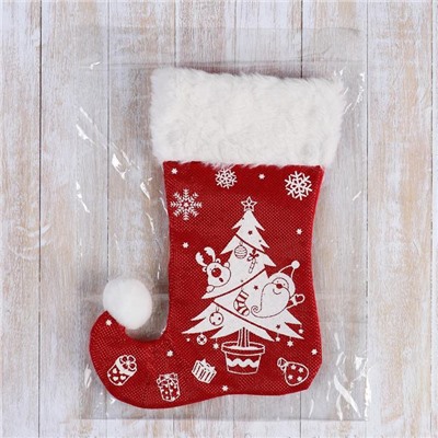 Носок для подарков «Волшебство. Ёлочка с подарками», 18×25 см, красный
