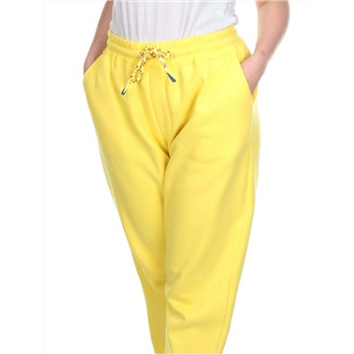 M047 YELLOW Брюки спортивные женские на флисе (100% хлопок) 7986