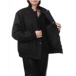 H24-608 BLACK Куртка бомбер демисезонная женская (100 гр. синтепон)