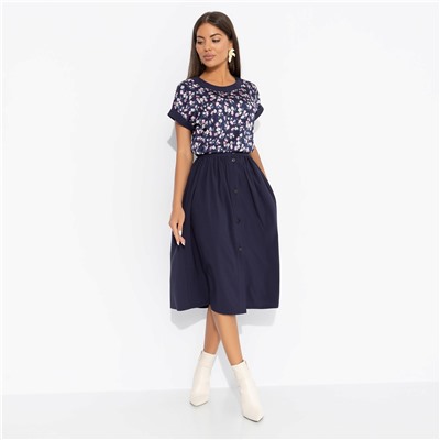 Комплект с юбкой с карманами, Молодая и привлекательная (2 в 1, индиго)