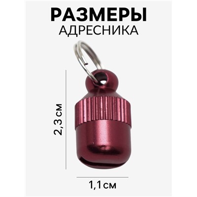 Адресник-капсула под записку "Бочонок", 1,1 х 2,3 см, красный