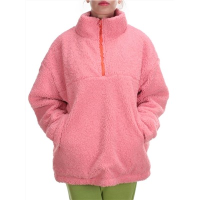 2568 PINK Кофта плюшевая женская Тедди на синтепоне  (50 гр. синтепон)