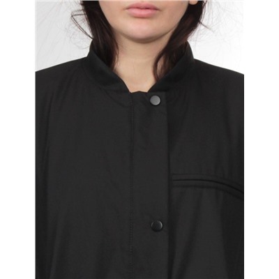 H24-608 BLACK Куртка бомбер демисезонная женская (100 гр. синтепон)