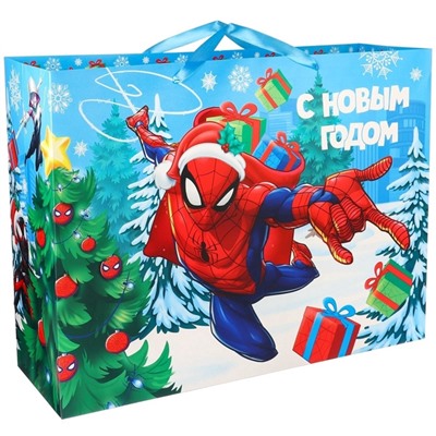 Пакет подарочный новогодний «С Новым годом!», 61×46×20 см, упаковка, Человек-паук
