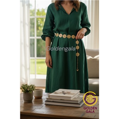 Пояс женский цепочка  с кольцами цвет золото модель 11