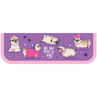 Пенал 1 отделение, 190*60 ArtSpace "Love Pugs", ламинированный картон