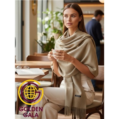 Палантин теплый кашемировый "БУКЛЕ" Арт 2039Ш/16 (бежево-коричневый)