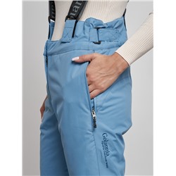 Полукомбинезон утепленный женский зимний горнолыжный голубого цвета 7601Gl