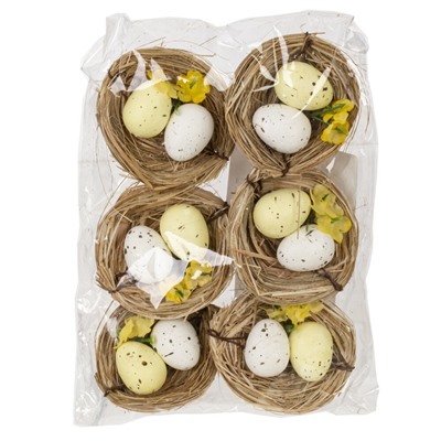 GAEM Набор из 6-ти изделий декоративных "Гнездо пасхальное" (6*4,5*2), L18 W12 H3 см