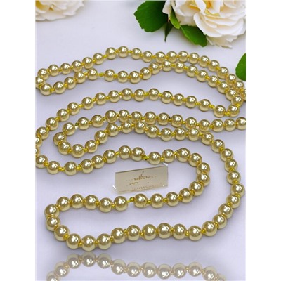 Бусы жемчужные длинные Арт 01/золотисто-бежевый